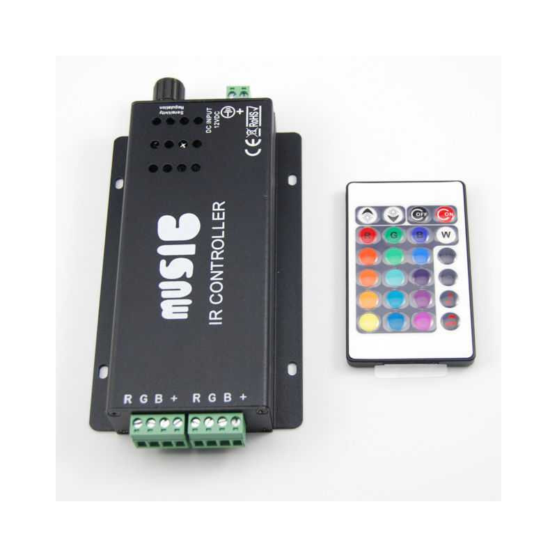 Controlador Led 12/24v RGB Music 180w 18A por infrarrojo 2 salidas. TCONTMUS18A-8218.jpg