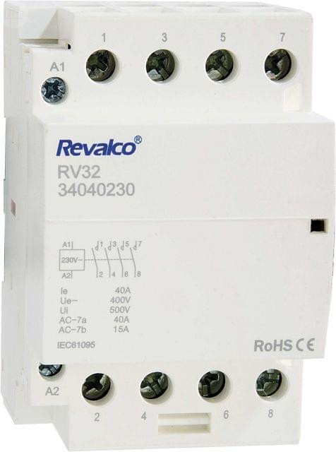Contactor Modular 4 polos 63A 230V. Mod. RV32