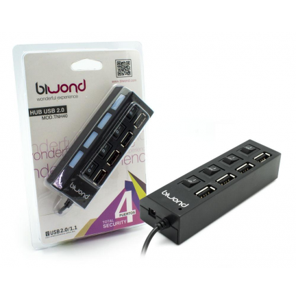Multiplicador USB Hub USB 4 Puertos con Interruptores Biwond. Mod. TNH40
