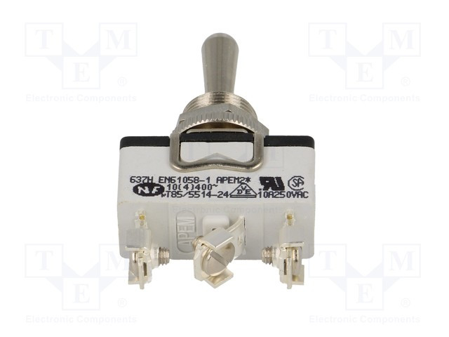 Interruptor de palanca 3 POS (ON)-OFF-(ON) 10A/250VCA. Mod. 637H