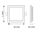 Panel Led Aluminio Cuadrado Cromo Empotrable 20W. Mod. 6526.2