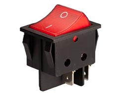 Interruptor bipolar 16(6) A./250V. Caja negra. Botón rojo. Mod. 0956