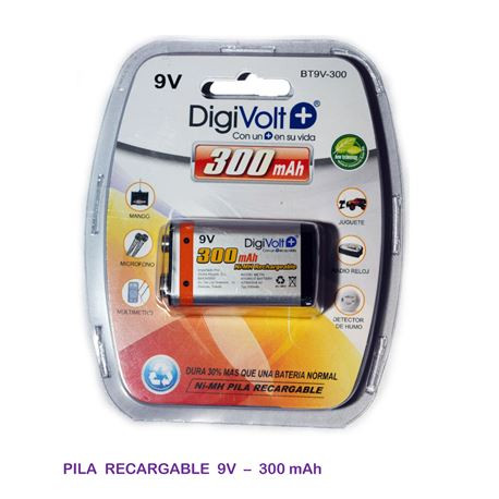Bateria Recargable 9v 300mAh Digivolt. Mod. BT9V-300