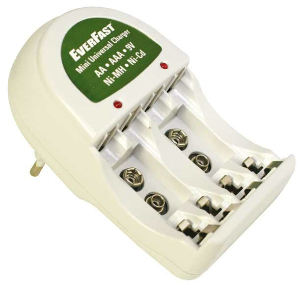 Cargador de baterías LR-06/LR-03/6F22 EverFast. Mod. CO-8610