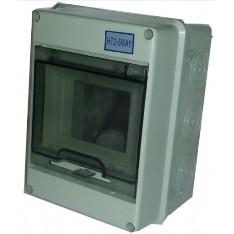 Caja estanca superficie modular 5E puerta transparente. Mod. HT-5W
