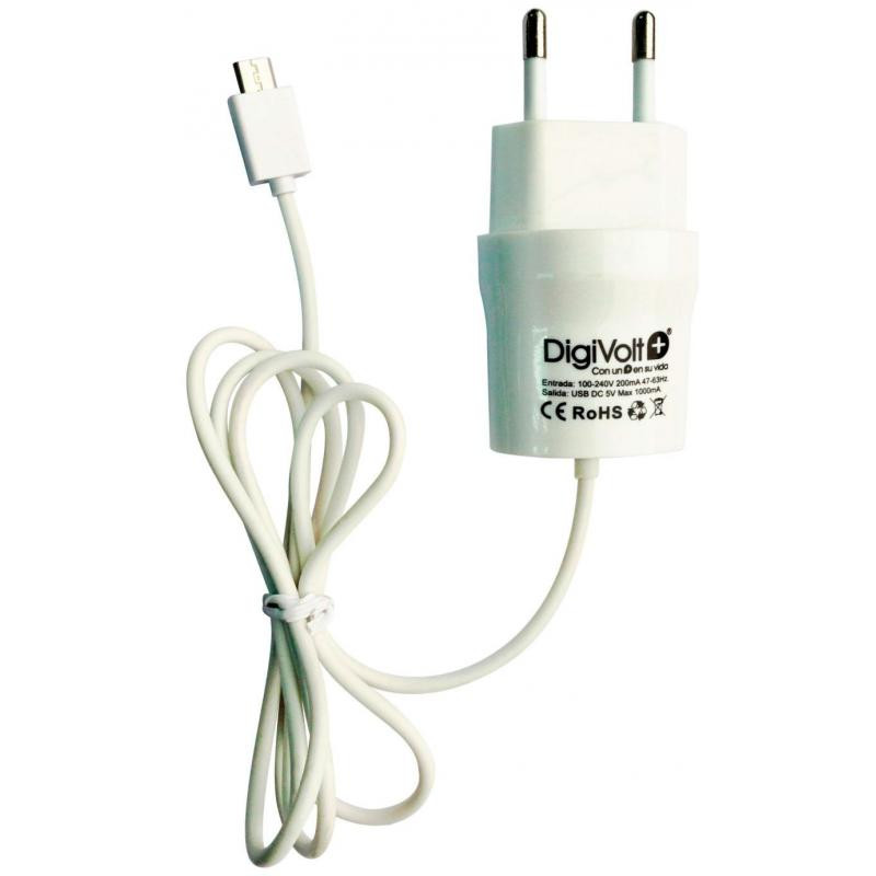CARGADOR ADAPTADOR CASA MICRO USB 1000mA DIGIVOLT. Mod. QC-2404