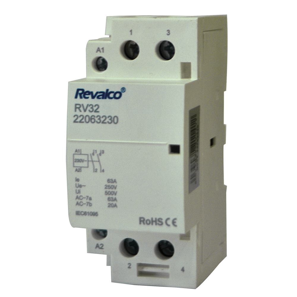 Contactor Modular 2 polos 63A 230V. Mod. RV32