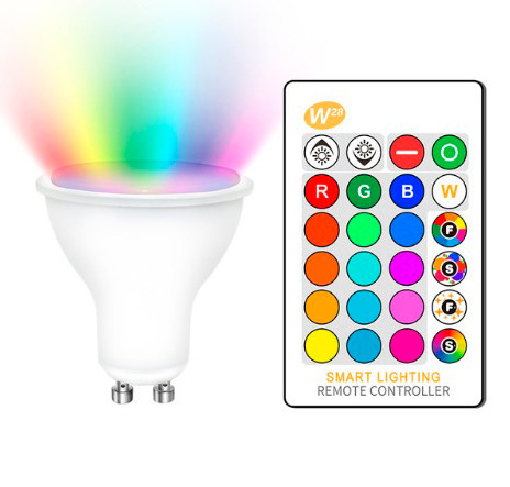 Bombilla LED GU10 5W RGBW con Mando. Mod. RU2016