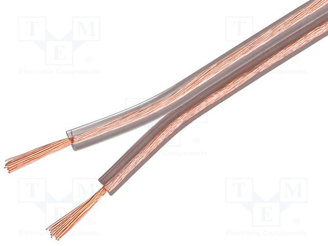 Cable de altavoz CU 2x2,5mm2 OFC transparente 50m. Mod. SC-CU2X2.50-TR050