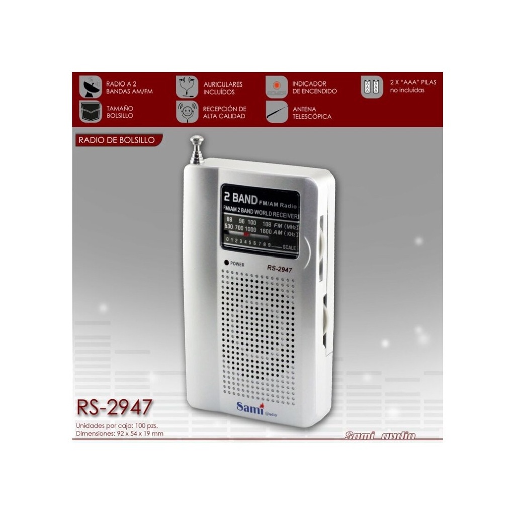 Radio de bolsillo sami  2 bandas auriculares (mod. 2947)