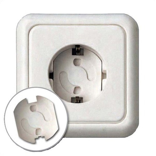 Protector de enchufes de seguridad para niños adhesivo blanco. 3 unidades.