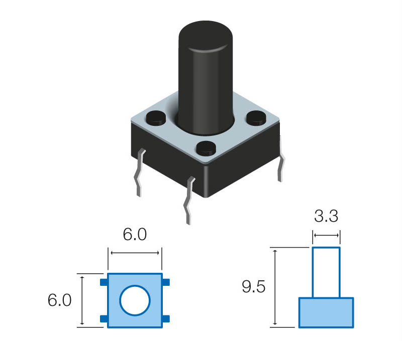 PULSADOR DE TACTO VERTICAL 6X6. Mod. SW066