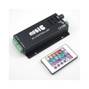 Controlador Led 12/24v RGB Music 180w 18A por infrarrojo 2 salidas. TCONTMUS18A
