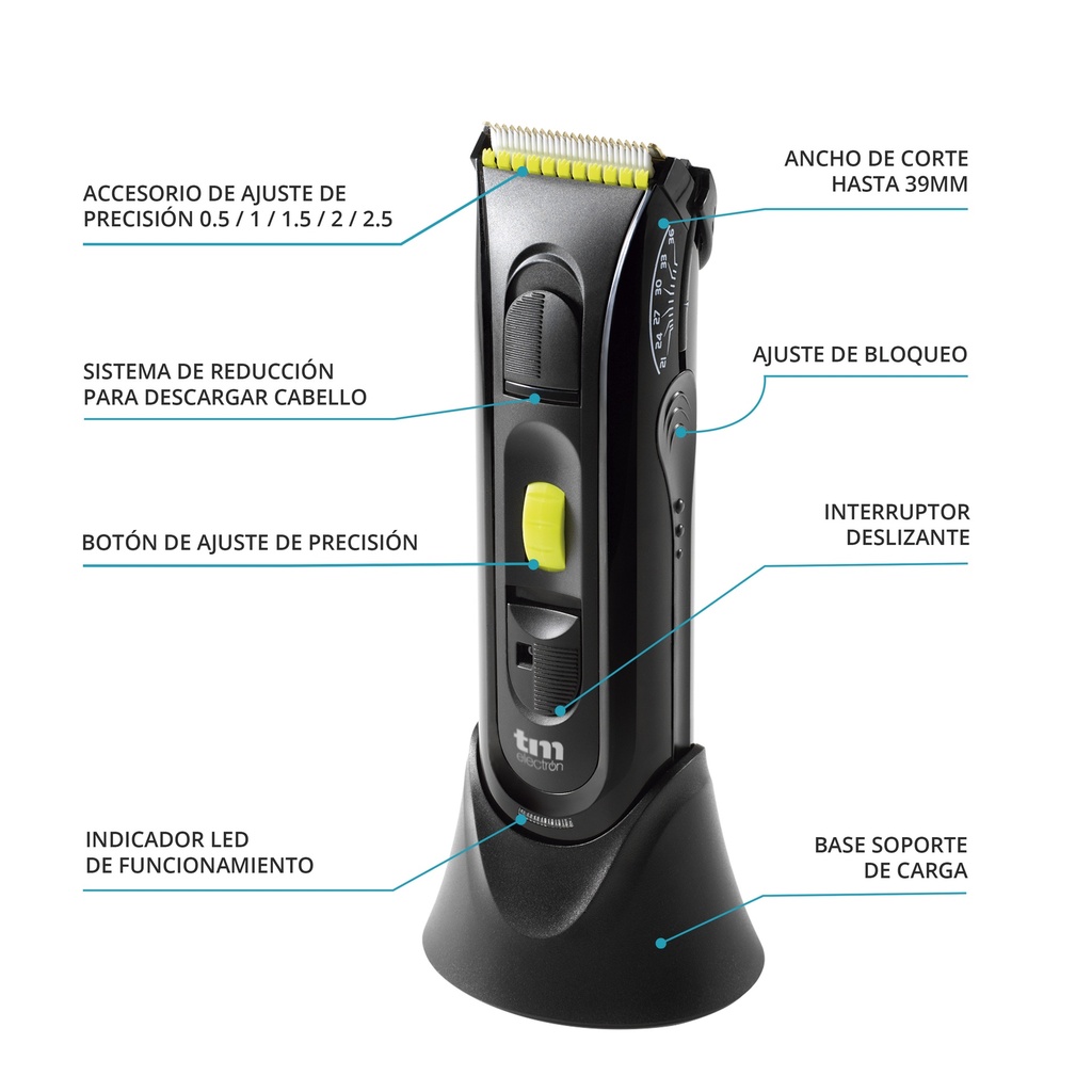 Cortapelos/Barbero recargable azul. Mod. TMHC106B