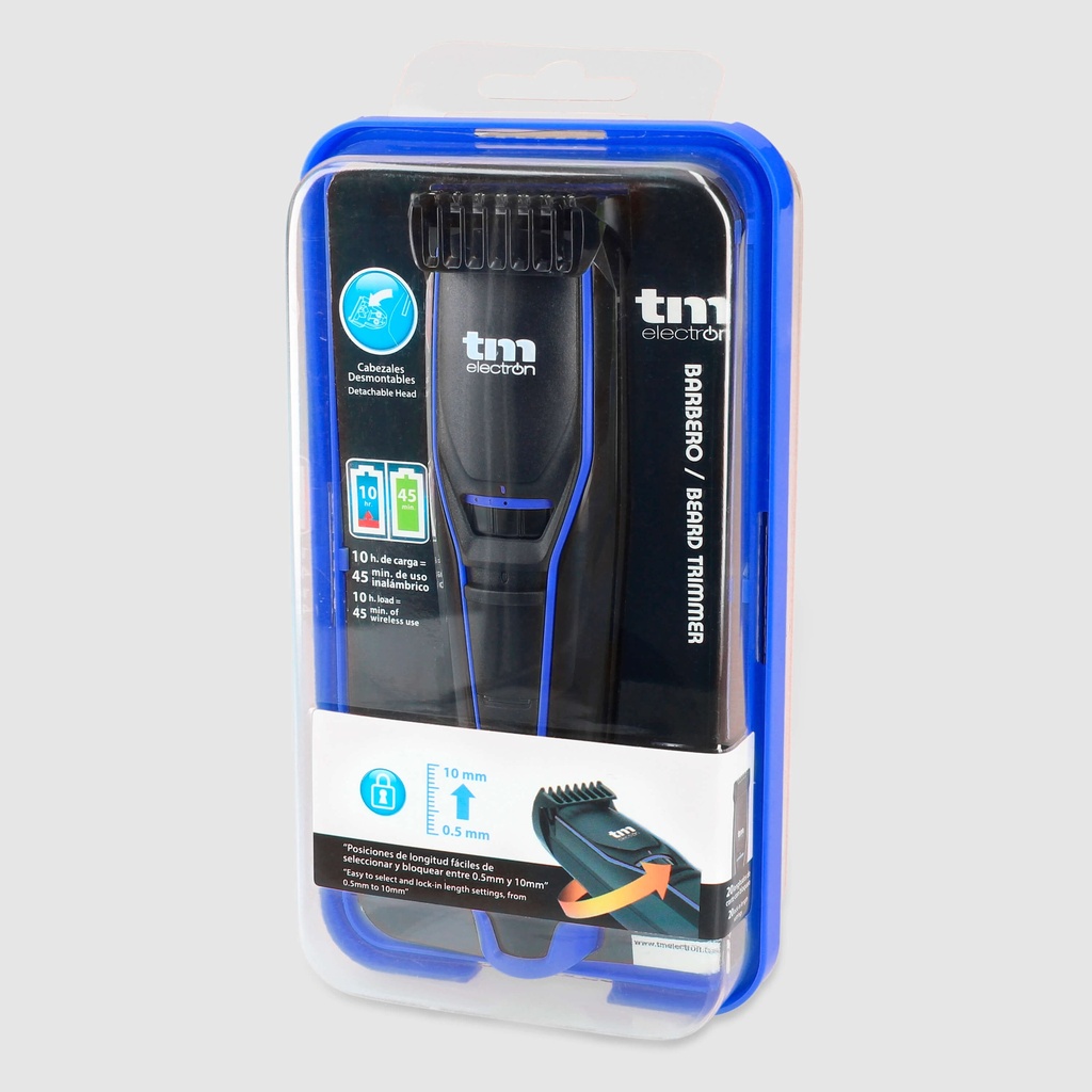 Barbero recargable 20 posiciones azul. Mod. TMHC109A