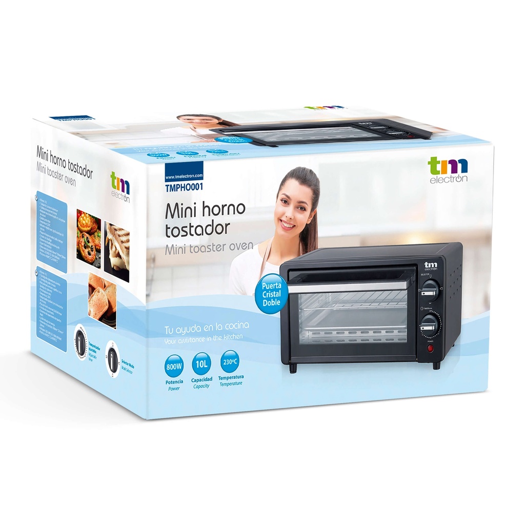 Mini horno tostador blanco 10l 800W. Mod. TMPHO001WH