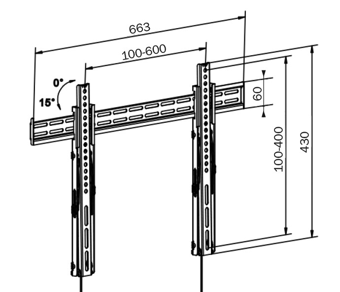 Soporte de pared universal para pantallas LED / LCD / TFT de 37″ a 55″. Mod. TMSLC130M