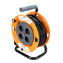 Bobina enrollable de 50 metros y cuatro enchufes. Mod. TMUAD250