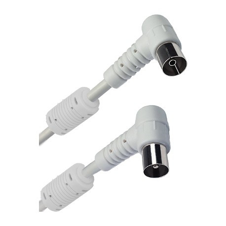 CONEXION TV MACHO A TV HEMBRA ACODADA 1,5m BLANCA. MOD. CTA15BF370071.5B