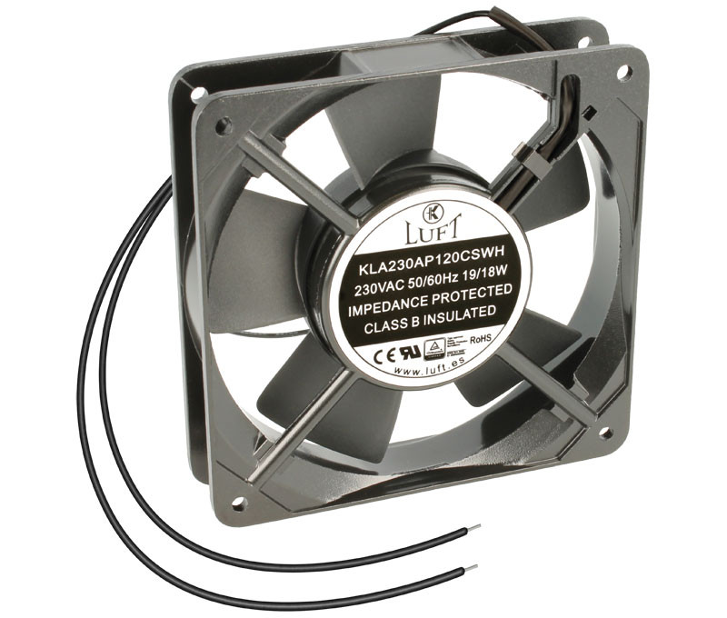 Ventilador aluminio 230VAC 120x120x25mm cojinetes. Mod. VEN020