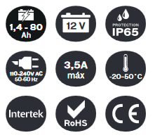 Cargador de baterías inteligente 12V 3.5A. Mod. VICBI12