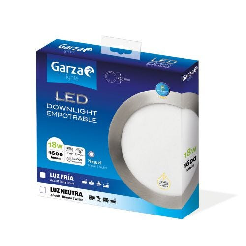 [401411GAR] Downlight empotrar LED Circular 18W Ø225 Niquel. Mod. 401411