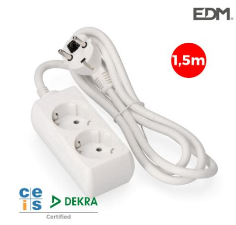 [41015ELK] BASE MULTIPLE 2 TOMAS SCHUKO 1,5 MTS. 3x1,5mm EDM. Mod. 41015