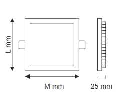 [65262RSR] Panel Led Aluminio Cuadrado Cromo Empotrable 20W. Mod. 6526.2