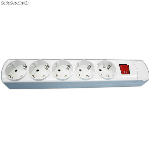 [8005ILPAS] Base Multiple 5 Tomas S/cable con interruptor Solera. Mod. 8005IL
