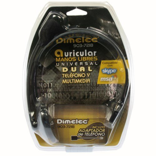 [9037218GEN] Auricular con micrófono de diadema - DUAL: teléfono y multimedia. Incluye adaptador teléfono. DIMELEC. Mod. 903-7218