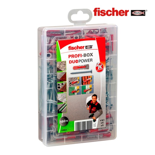 [96331ELK] Caja maletín 160 unidades taco Uni duopower 6/8 + tornillos 538622 Fischer. Mod. 96331