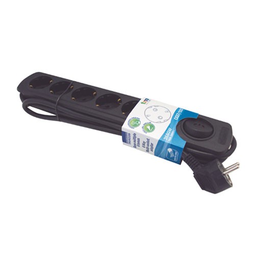 [TMUAD206BKTMA] Regleta de alimentación color negro de 1.3m y 6 salidas